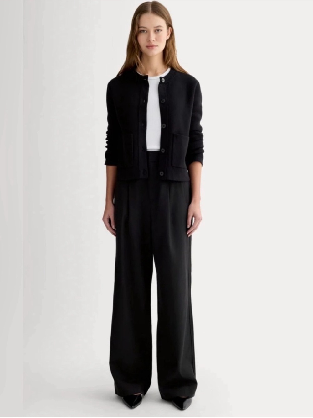 New Everlane THE DRAPER PLEATED PANT IN BUTTERSMOOTH Black Size 16